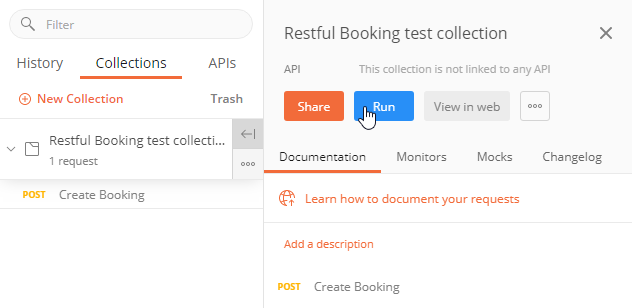 The run collection button in Postman